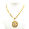 Secondhand Chanel Gold Plated CC Braided Round Pendant Necklace