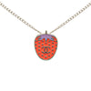 Chanel Silver Plated Enamel CC Strawberry Charm Pendant Necklace Secondhand