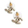 Chanel CC Gold Plated Faux Pearl Bullet Back Earrings Secondhand