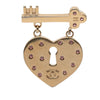 Chanel CC Gold Plated Heart Lock and Key Brooch Pin Secondhand