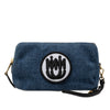 Miu Miu Denim Embroidered Logo Wristlet Pouch Secondhand