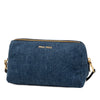 Miu Miu Denim Embroidered Logo Wristlet Pouch Secondhand