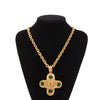 Chanel CC Gold Plated Gripoix Cross Pendant Necklace Secondhand
