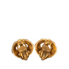 Chanel Gold Plated CC Hollow Round Clip On Earrings Secondhand