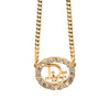 Dior Gold Plated Strass CD Logo Pendant Necklace Secondhand