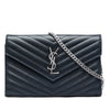 Saint Laurent Grain De Poudre Chevron Cassandre Envelope Chain Wallet Secondhand
