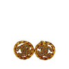 Chanel CC Gold Plated Rhinestone Round Clip On Earrings Secondhand