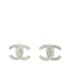 Chanel CC Silver Plated Faux Pearl Rhinestone Clip On Earrings Secondhand