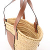 Secondhand LOEWE Anagram Basket Small Raffia x Leather Handbag in Beige x Brown