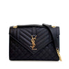 Secondhand Saint Laurent Medium Grain De Poudre Triquilt Monogram Envelope Bag