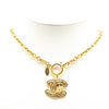 Chanel Gold Plated CC Quilted Pendant Necklace Secondhand