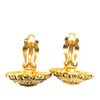 Chanel CC Gold Plated Logo Round Clip On Earrings Secondhand