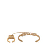 Chanel Gold Plated CC Rhinestone and Logo Cuff Bracelet and Ring Set Secondhand