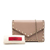 Valentino Pebbled Calfskin Rockstud Envelope Wallet on Chain Secondhand