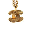 Chanel Gold Plated CC Quilted Pendant Necklace Secondhand