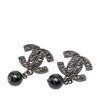 Chanel CC Brass Beaded Drop Push Back Earrings Secondhand