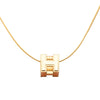 Hermès Gold Plated Lacquered Cage d H Pendant Necklace Secondhand