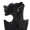Chanel Silver Plated CC Crystal Drop Push Back Earrings Secondhand