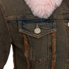 Secondhand Blumarine Denim Overcoat with Faux Fur - '20s