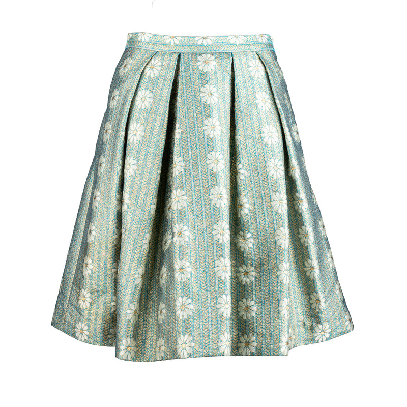 Secondhand Red Valentino Jacquard Pleated Mini A-Line Skirt