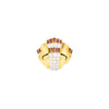 Secondhand Retro 18K Gold Cocktail Ring with Diamonds and Rubies - '40s