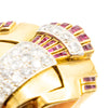 Secondhand Retro 18K Gold Cocktail Ring with Diamonds and Rubies - '40s