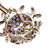 Secondhand Vintage 18K White Gold Gemstone Floral Clip Earrings ' 60s