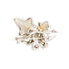 Secondhand Vintage Bird & Leaf Brooch with Faux Pearls and Rhinestones - '50s