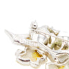 Secondhand Vintage Bird & Leaf Brooch with Faux Pearls and Rhinestones - '50s