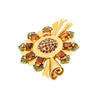 Secondhand Retro Sunburst Brooch in Gold with Garnet and Emerald Accents ' 60s