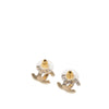 Chanel CC Gold Plated Strass Bullet Back Earrings Secondhand