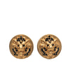 Chanel Gold Plated Rhinestones Lion Head Clip On Earrings Secondhand