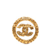 Chanel CC Gold Plated Lava Circle Brooch Secondhand