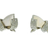 Chanel Silver Rhinestones Ribbon Clip on Earrings Secondhand