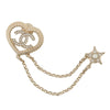 Chanel CC Gold Plated Rhinestone Faux Pearl Heart Star Double Brooch Secondhand