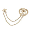 Chanel CC Gold Plated Rhinestone Faux Pearl Heart Star Double Brooch Secondhand