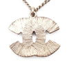 Chanel White Gold Enamel CC Pendant Necklace Secondhand