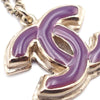 Chanel White Gold Enamel CC Pendant Necklace Secondhand