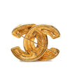 Chanel Gold Plated Quilted CC Brooch Secondhand