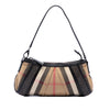 Burberry Studded Leather Trimmed House Check Canvas Shoulder Bag Secondhand
