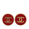 Chanel CC Gold Plated Enamel Button Clip on Earrings Secondhand