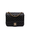 Chanel Mini Square Classic Chevron Lambskin Single Flap Secondhand