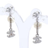 Chanel CC Brass Strass Faux Pearl Drop Push Back Earrings Secondhand
