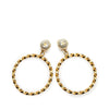 Chanel CC Gold Plated Big Hoop Pearl Clip On Earrings Secondhand