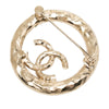 Chanel CC Gold Plated Strass Round Pin Brooch Secondhand
