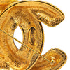 Chanel Gold Plated CC Quilted Brooch Secondhand