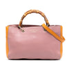 Gucci Medium Bicolor Calfskin Bamboo Shopper Satchel Secondhand
