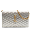 Saint Laurent Metallic Grain De Poudre Matelasse Chevron Monogram Chain Wallet Secondhand