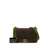 Chanel Old Medium Tweed and Velvet Boy Flap Secondhand