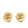 Chanel Gold Plated CC Round Clip-on Earrings Secondhand
